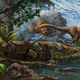 A paleoart illustration of Early Cretaceous life, including the little guys.